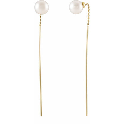 Cultured White Freshwater Pearl Threader Earrings