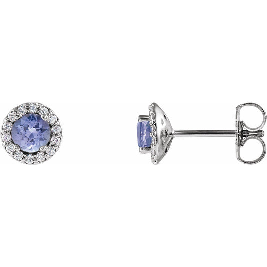 Natural Tanzanite & 1/10 CTW Natural Diamond Earrings