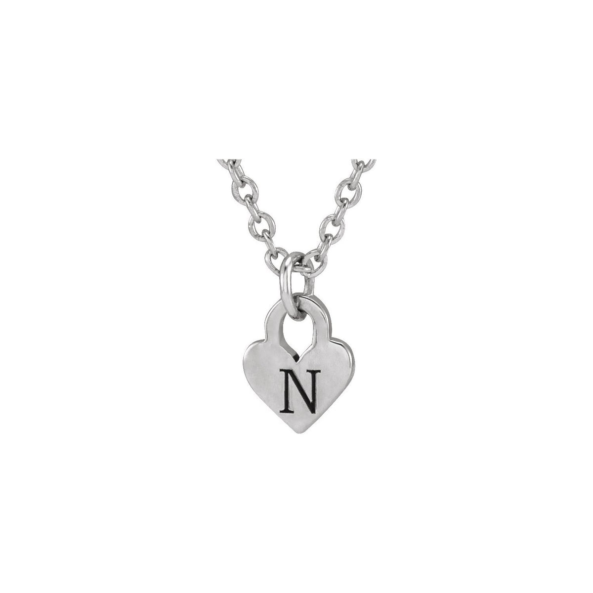Engravable Heart 16-18" Necklace, 7.87 x 4.89 mm
