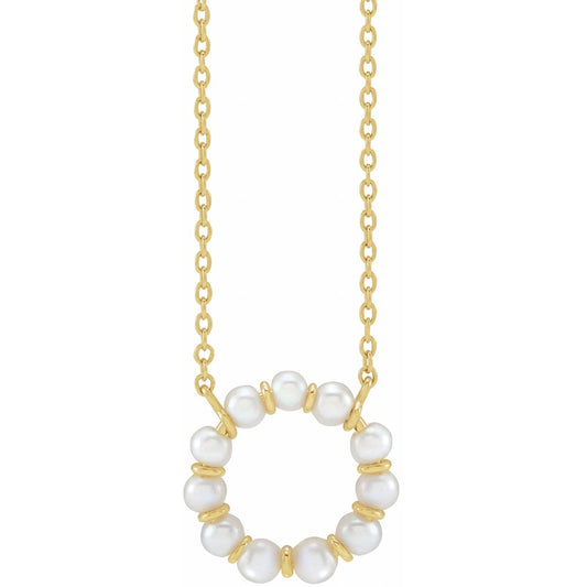 Cultured White Freshwater Pearl Circle 18" Necklace
