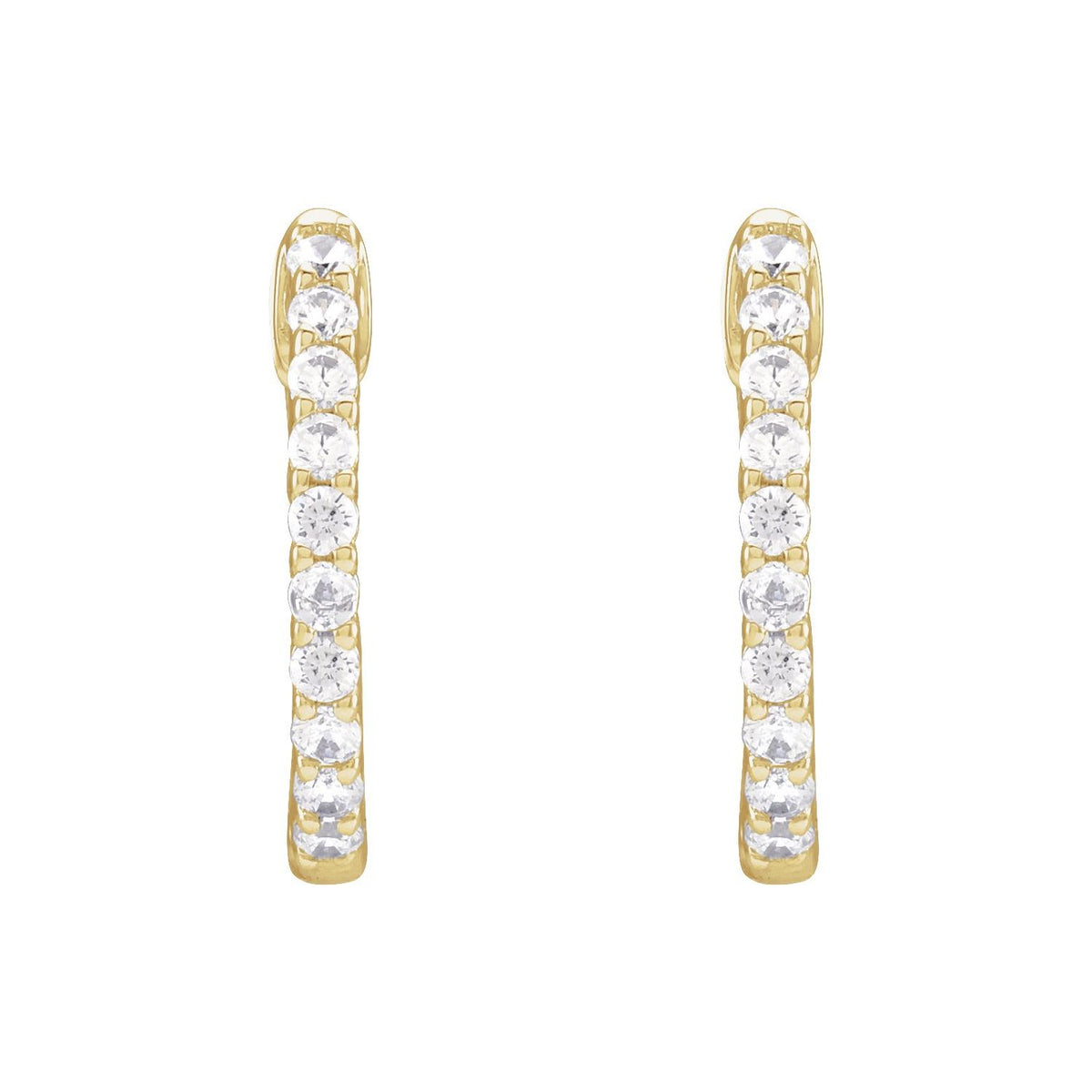 1/2 CTW Natural Diamond Inside-Outside Hinged Hoop Earrings