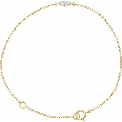14K Yellow Gold 1/4 CT Lab-Grown Diamond 6 1/2-7 1/2" Bracelet