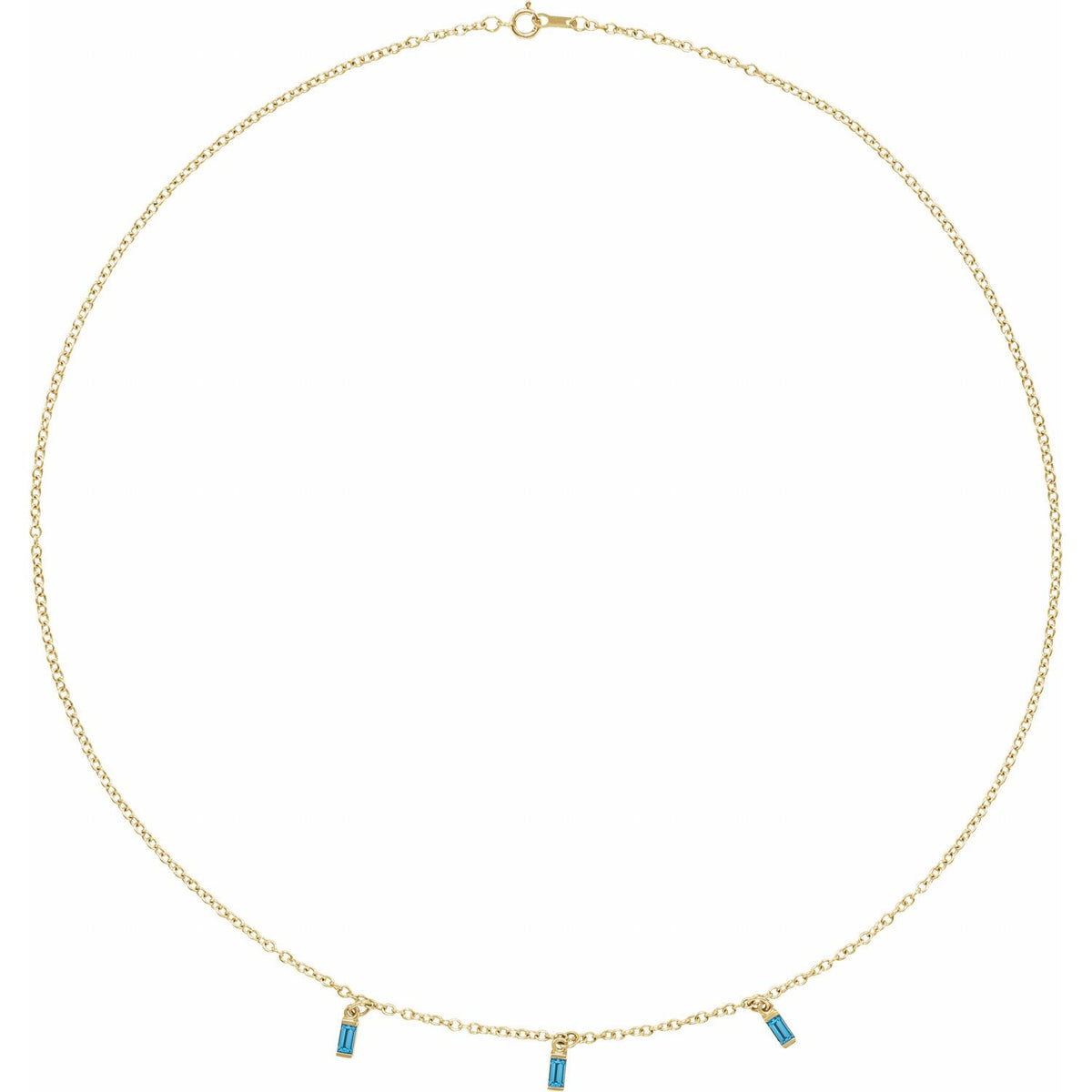 14K Yellow Gold Natural Swiss Blue Topaz 16" Necklace, 6.97 x 2.31 mm