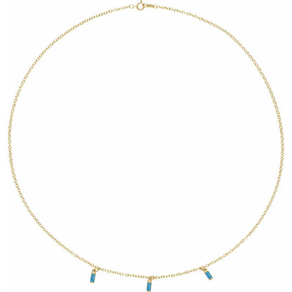 14K Yellow Gold Natural Swiss Blue Topaz 16" Necklace, 6.97 x 2.31 mm