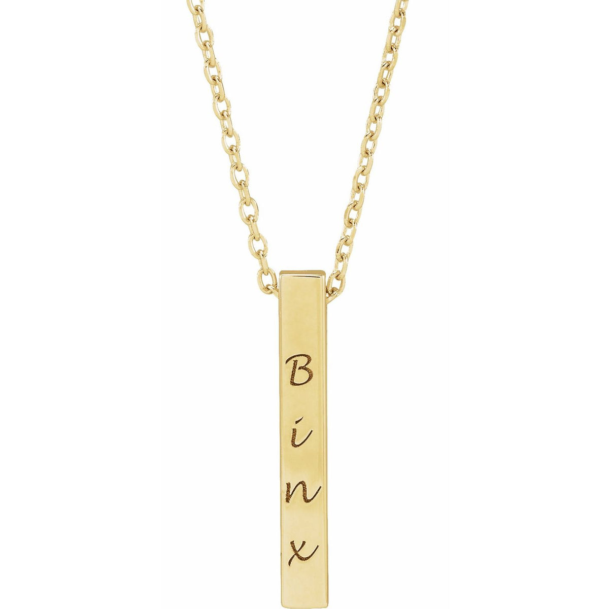Engravable Four-Sided Bar 16-18" Necklace, 17 x 2.5 mm