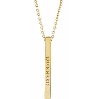 Engravable Four-Sided Bar 16-18" Necklace, 17 x 2.5 mm