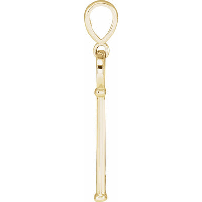 14K Yellow Gold Engravable Key Pendant, 28.25 x 8.6 mm