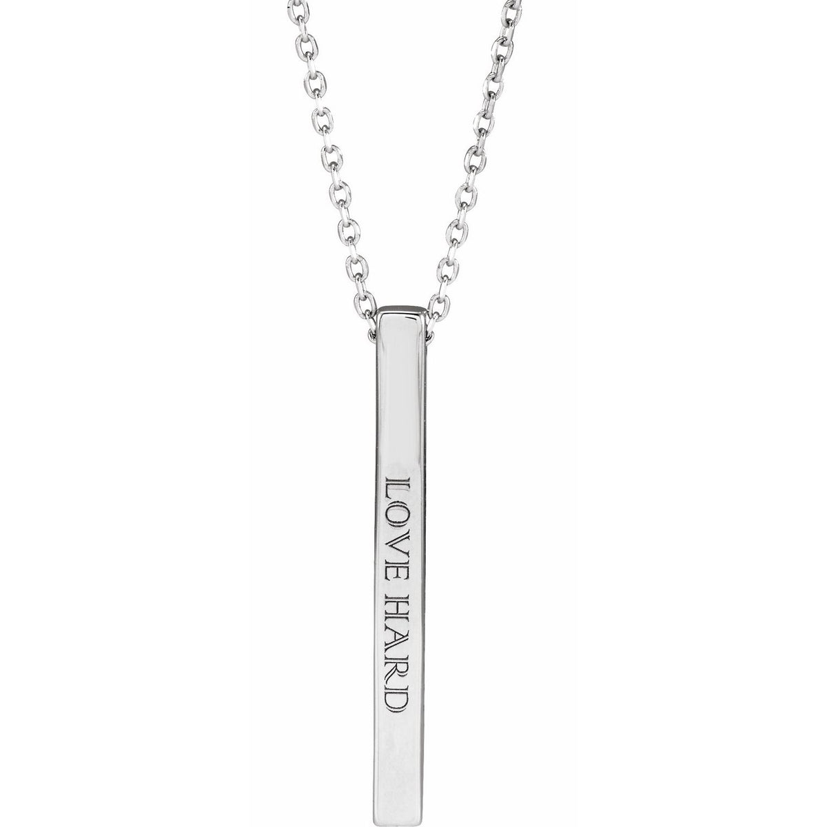 Engravable Four-Sided Bar 16-18" Necklace, 17 x 2.5 mm
