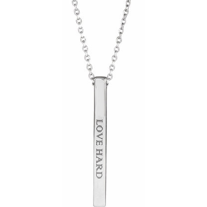 Engravable Four-Sided Bar 16-18" Necklace, 17 x 2.5 mm