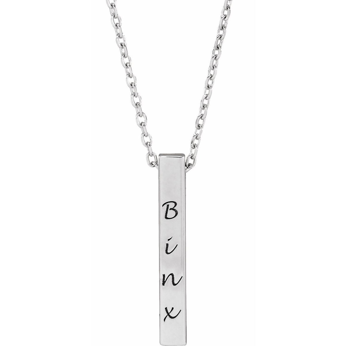 Engravable Four-Sided Bar 16-18" Necklace, 17 x 2.5 mm