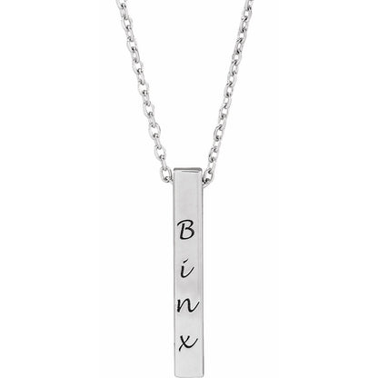 Engravable Four-Sided Bar 16-18" Necklace, 17 x 2.5 mm