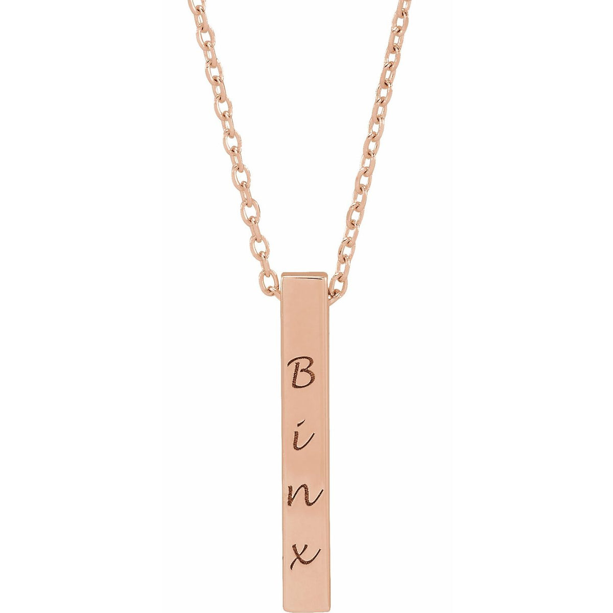 Engravable Four-Sided Bar 16-18" Necklace, 17 x 2.5 mm