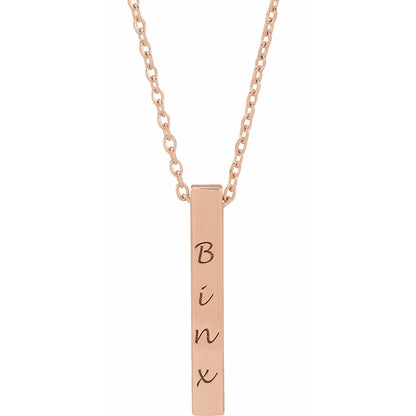 Engravable Four-Sided Bar 16-18" Necklace, 17 x 2.5 mm