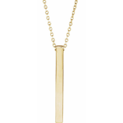 Engravable Four-Sided Bar 16-18" Necklace, 17 x 2.5 mm