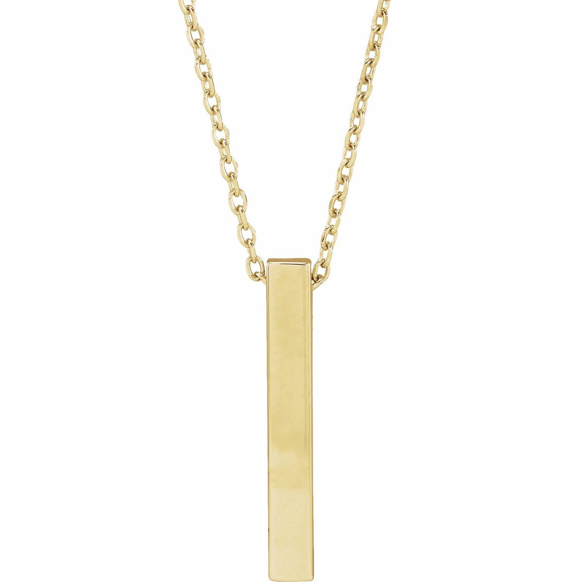 Engravable Four-Sided Bar 16-18" Necklace, 17 x 2.5 mm