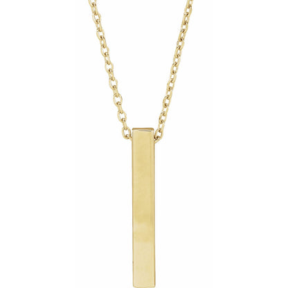 Engravable Four-Sided Bar 16-18" Necklace, 17 x 2.5 mm