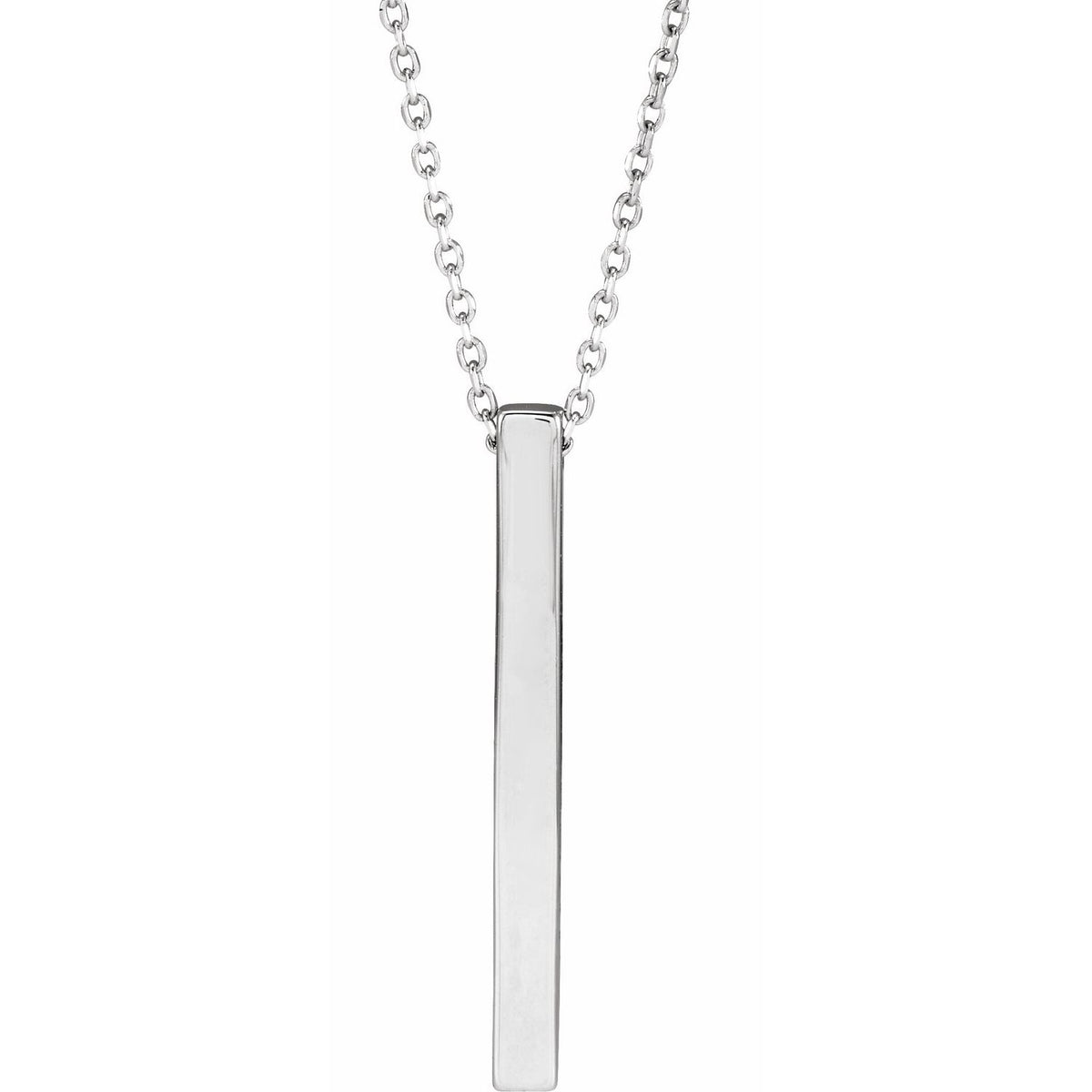 Engravable Four-Sided Bar 16-18" Necklace, 17 x 2.5 mm