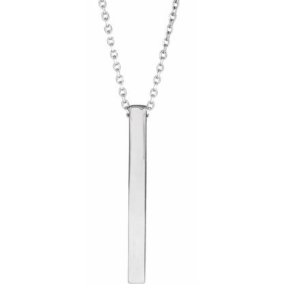 Engravable Four-Sided Bar 16-18" Necklace, 17 x 2.5 mm