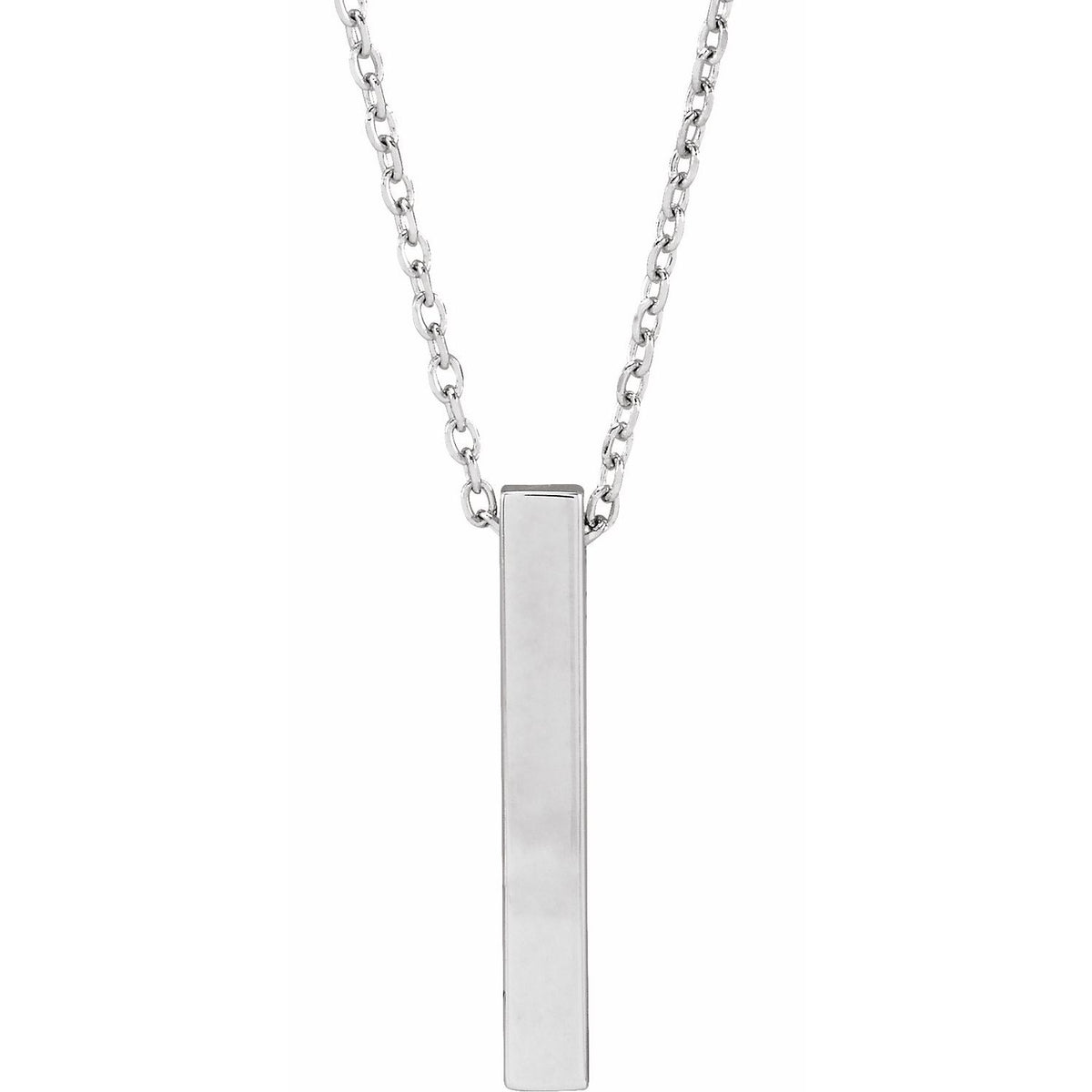 Engravable Four-Sided Bar 16-18" Necklace, 17 x 2.5 mm