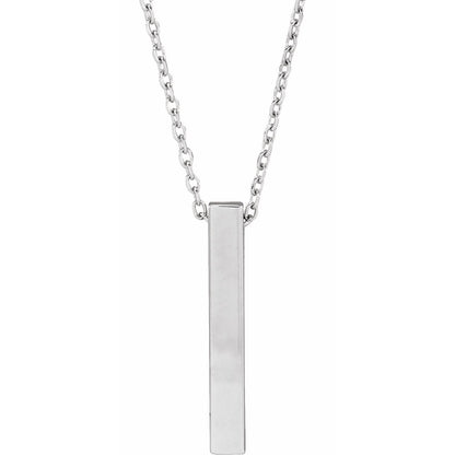 Engravable Four-Sided Bar 16-18" Necklace, 17 x 2.5 mm