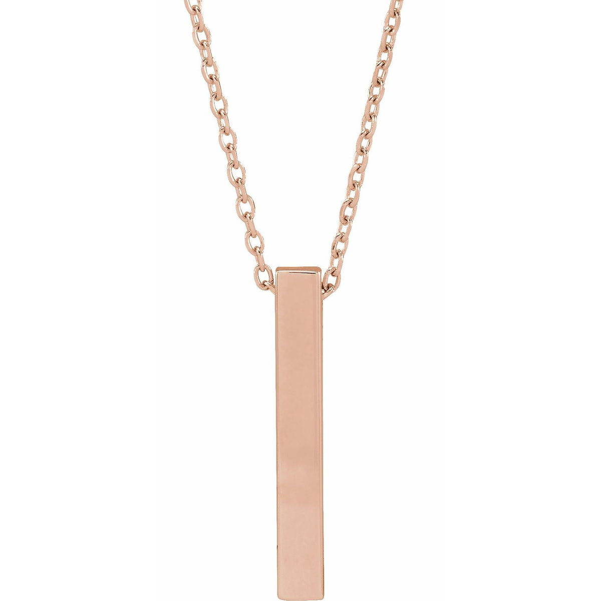 Engravable Four-Sided Bar 16-18" Necklace, 17 x 2.5 mm