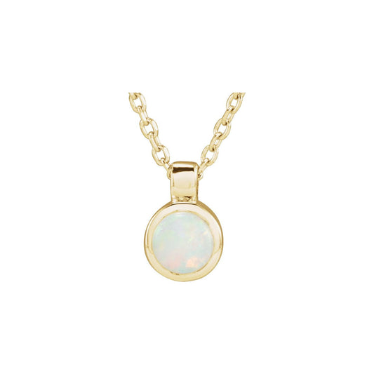 Natural White Opal Bezel-Set 16-18" Necklace