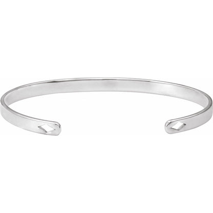 Engravable Pierced Diamond Cuff 7" Bracelet
