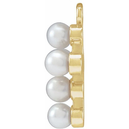 Cultured White Seed Pearl Cross Dangle