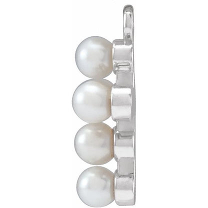 Cultured White Seed Pearl Cross Dangle