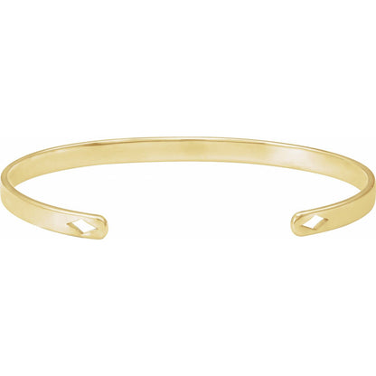 Engravable Pierced Diamond Cuff 7" Bracelet