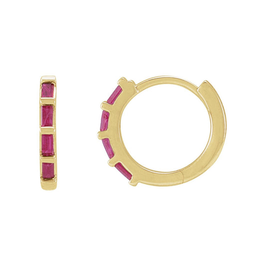 Natural Ruby Huggie Earrings
