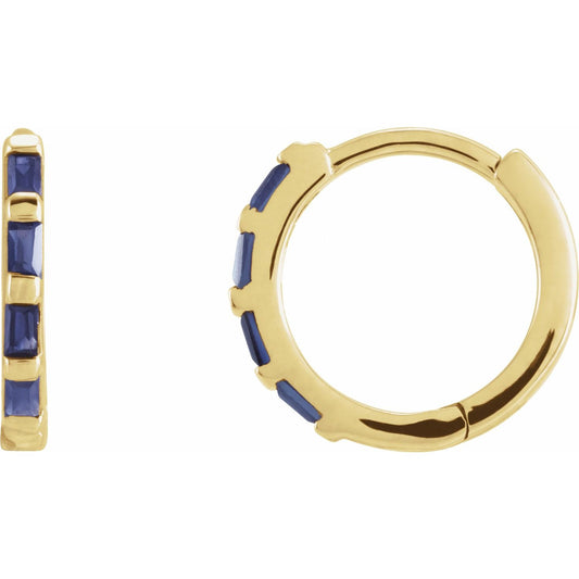 Natural Blue Sapphire Huggie Earrings