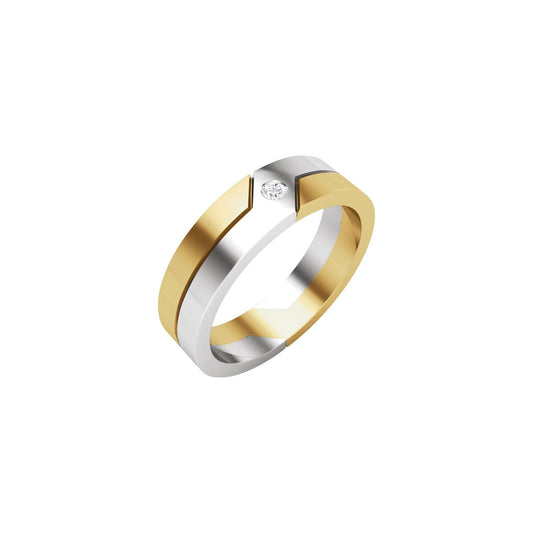 14K White/Yellow Gold 1/8 CTW Natural Diamond Comfort-Fit Band