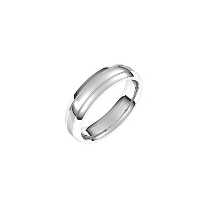 Beveled-Edge Grooved Comfort-Fit Half Round Band