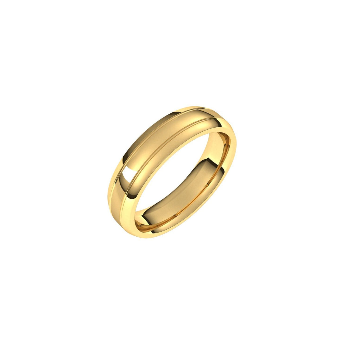 Beveled-Edge Grooved Comfort-Fit Half Round Band