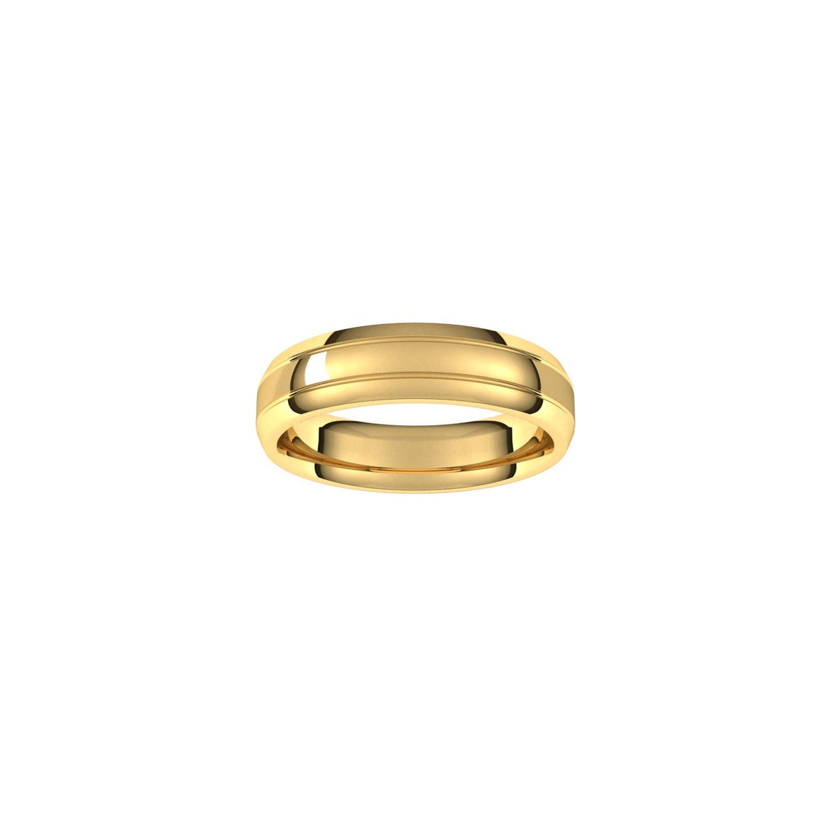 Beveled-Edge Grooved Comfort-Fit Half Round Band