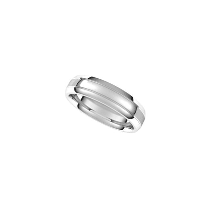 Beveled-Edge Grooved Comfort-Fit Half Round Band