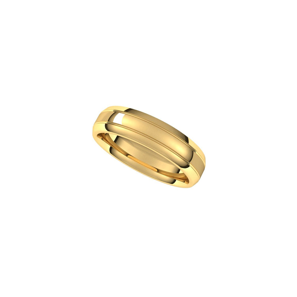 Beveled-Edge Grooved Comfort-Fit Half Round Band