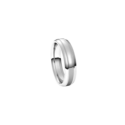 Beveled-Edge Grooved Comfort-Fit Half Round Band