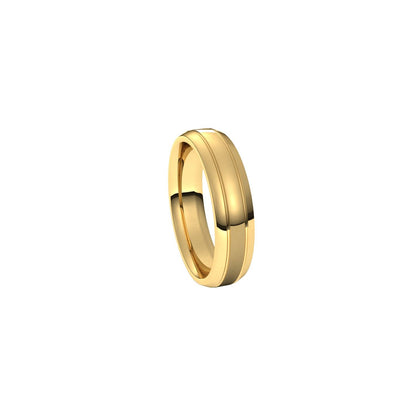 Beveled-Edge Grooved Comfort-Fit Half Round Band
