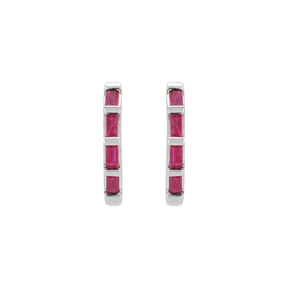 Natural Ruby Huggie Earrings