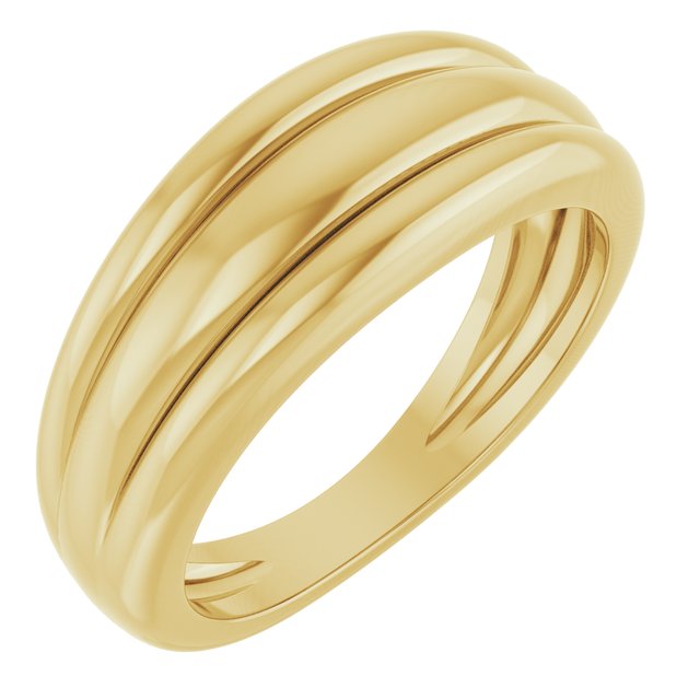 14K Yellow Gold Triple Dome Ring
