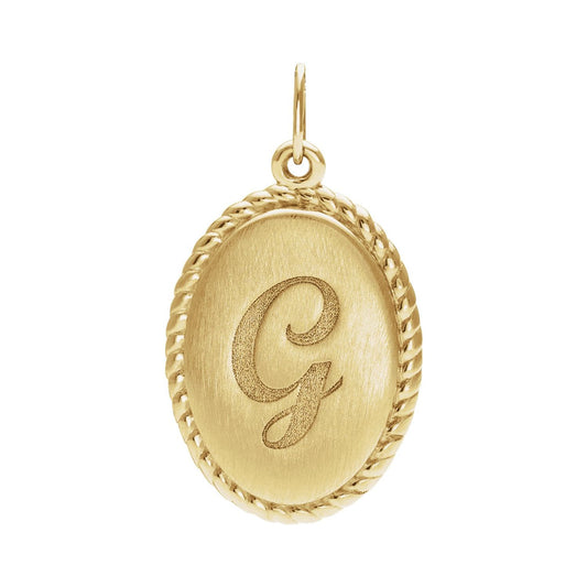 Engravable Oval Rope Pendant