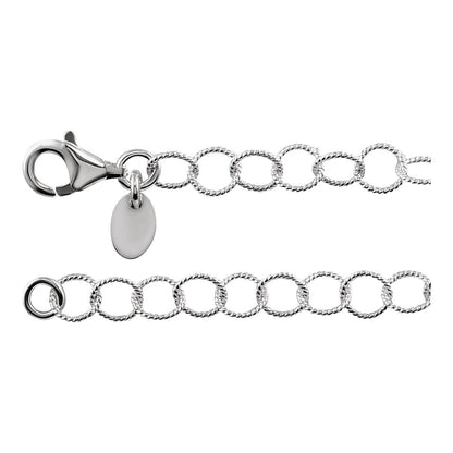 Sterling Silver Knurled Rolo 18" Chain