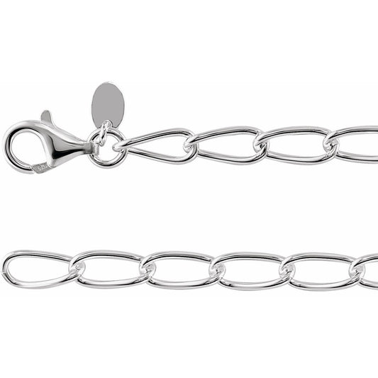 Sterling Silver Elongated Curb 18" Chain