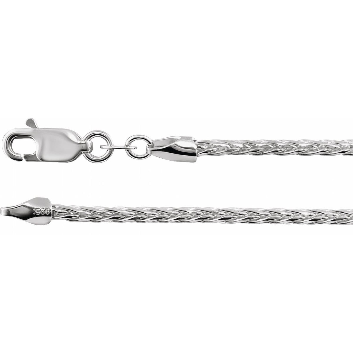 Sterling Silver Diamond-Cut Wheat 24" Chain