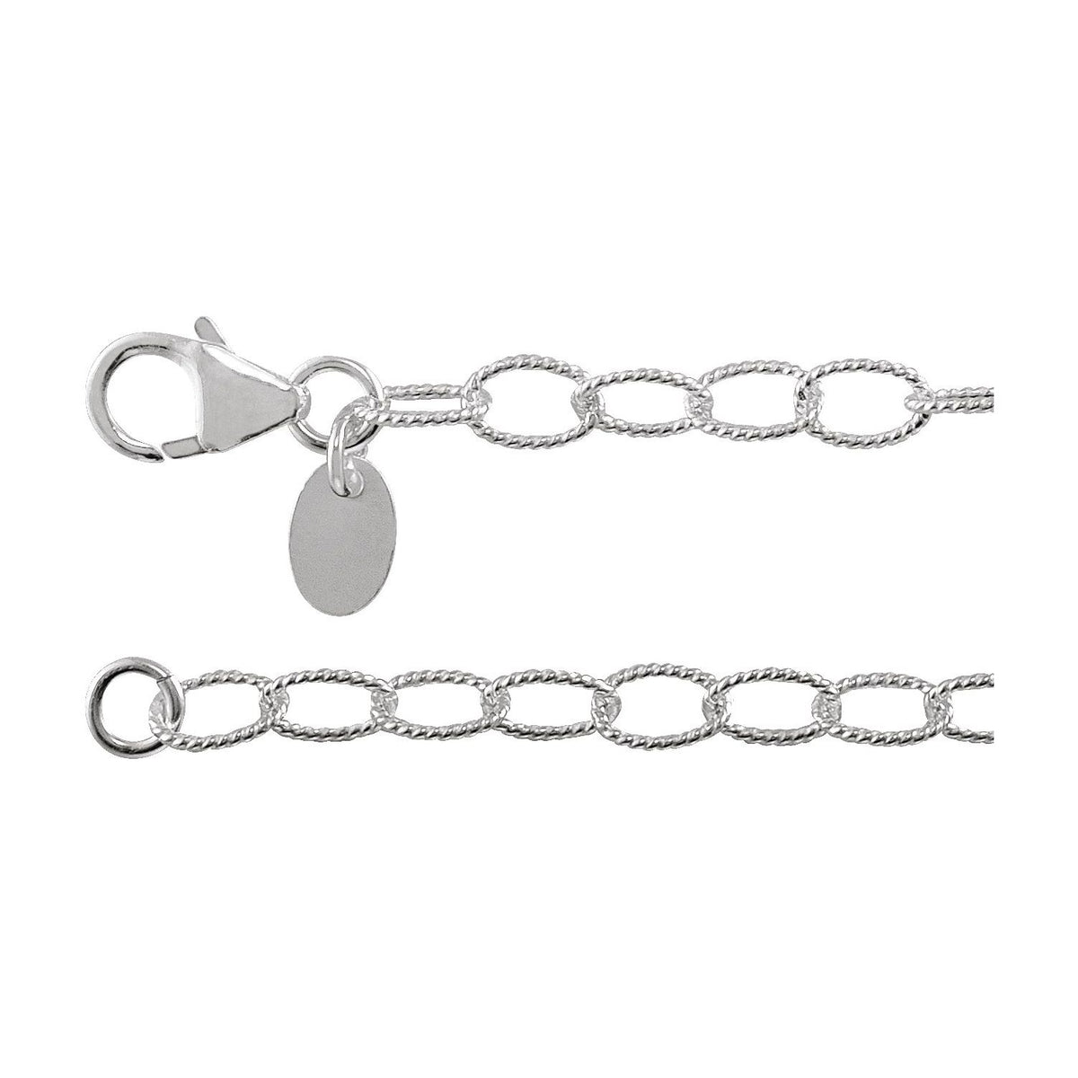 Sterling Silver Knurled Cable 18" Chain (CH1066)