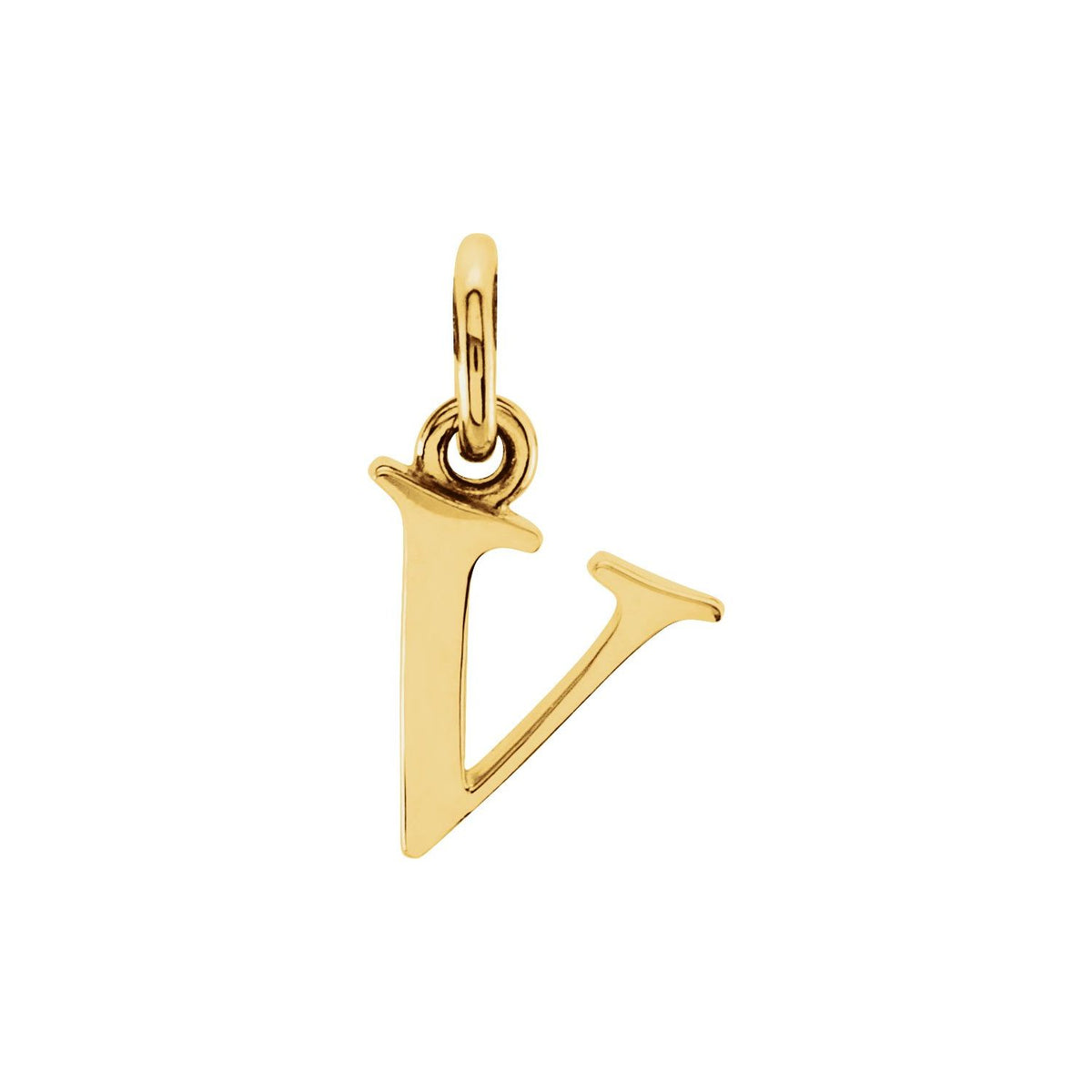 14K Yellow Gold Lowercase Initial v Charm/Pendant