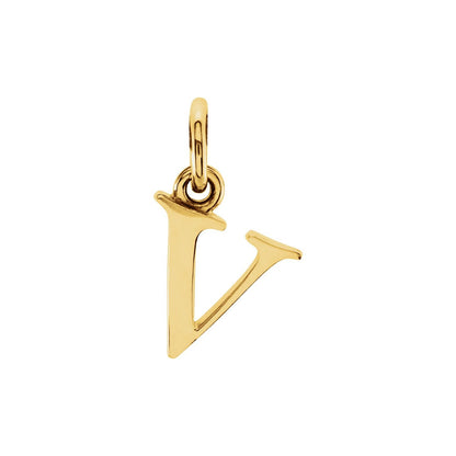 14K Yellow Gold Lowercase Initial v Charm/Pendant