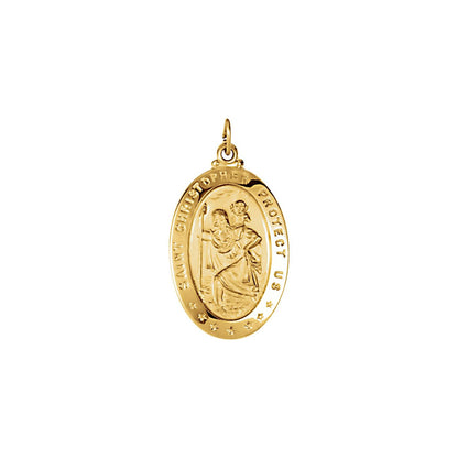 14K Yellow Gold 29x20 mm Oval St. Christopher Medal